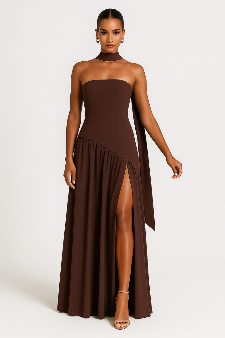 Georgia | Elegant Strapless Satin Maxi Dress