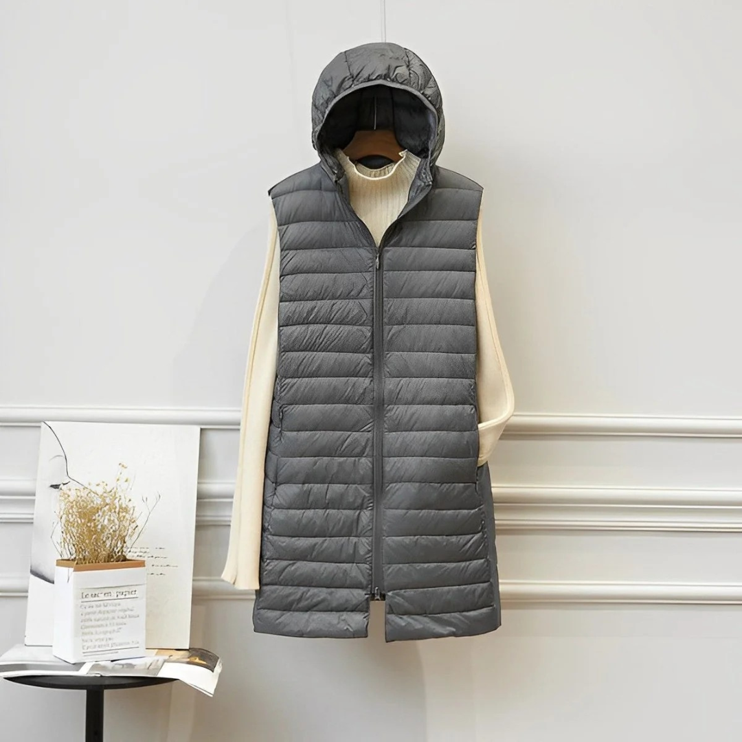 Editha longline gilet in black
