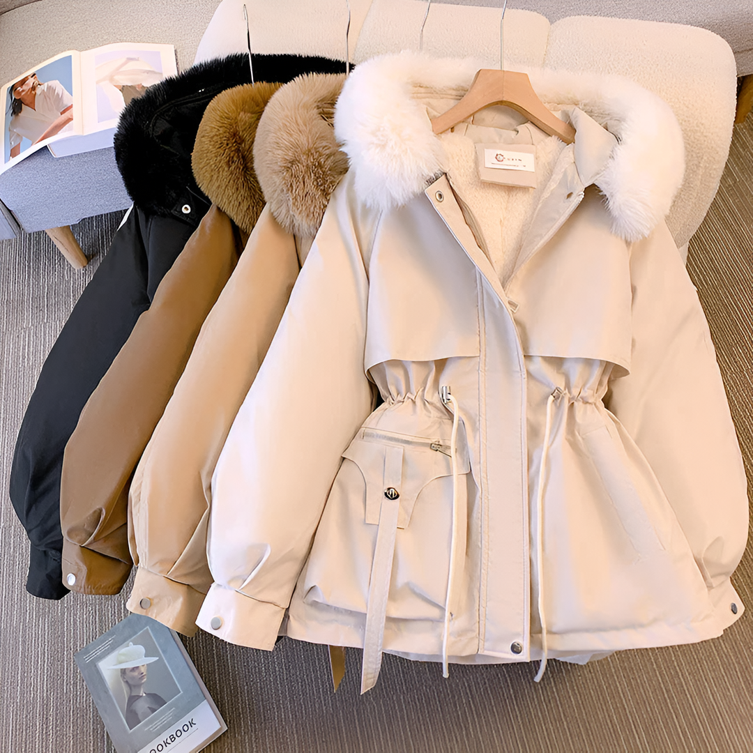 Celandine padded jacket with faux fur hood – image 6