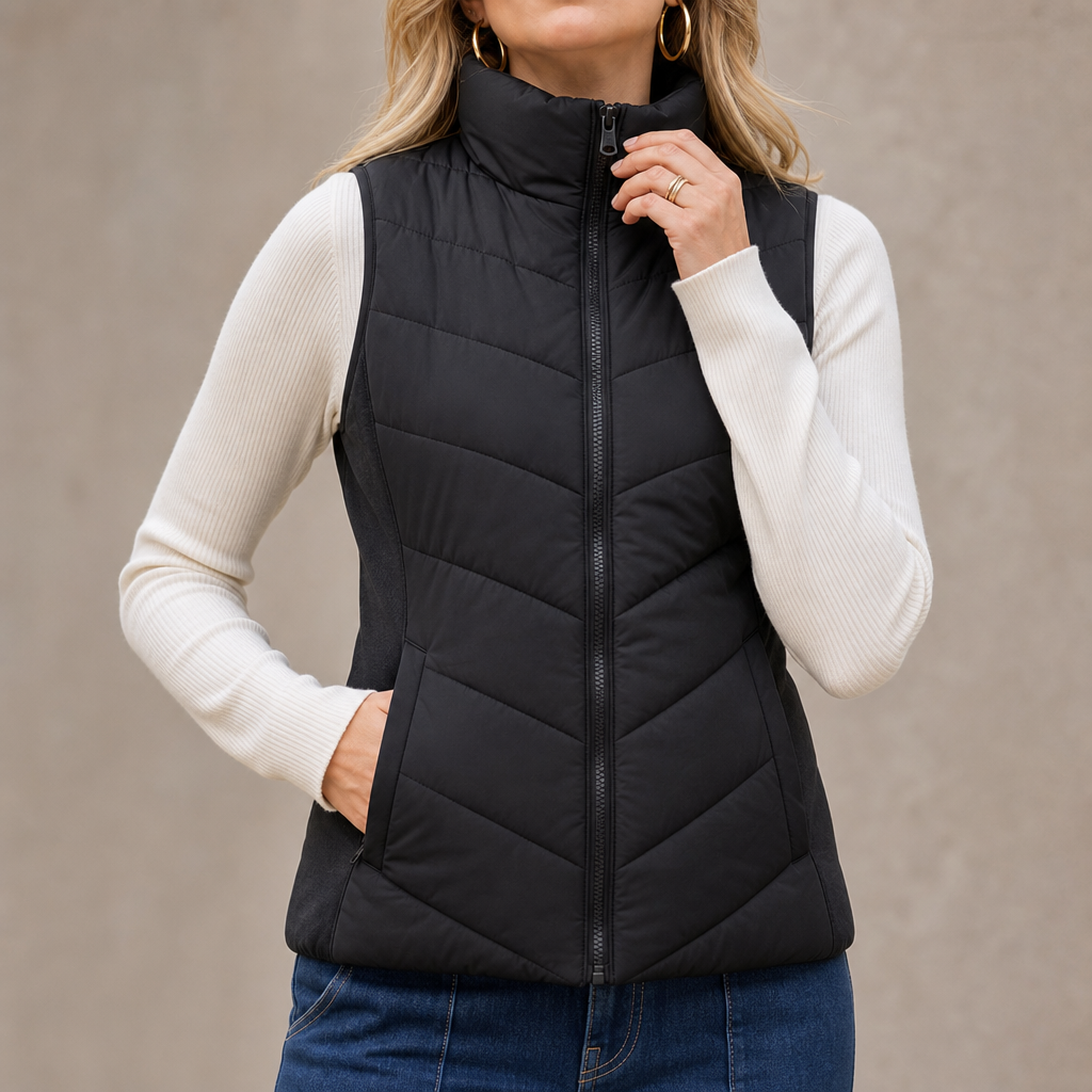 Rhoswen stand collar quilted gilet