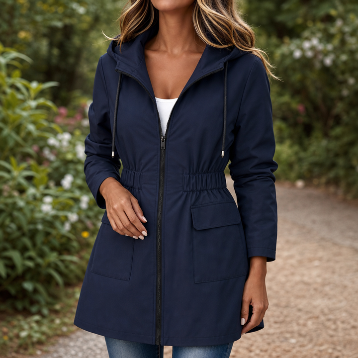 Nienke hooded rain jacket with drawstring waist