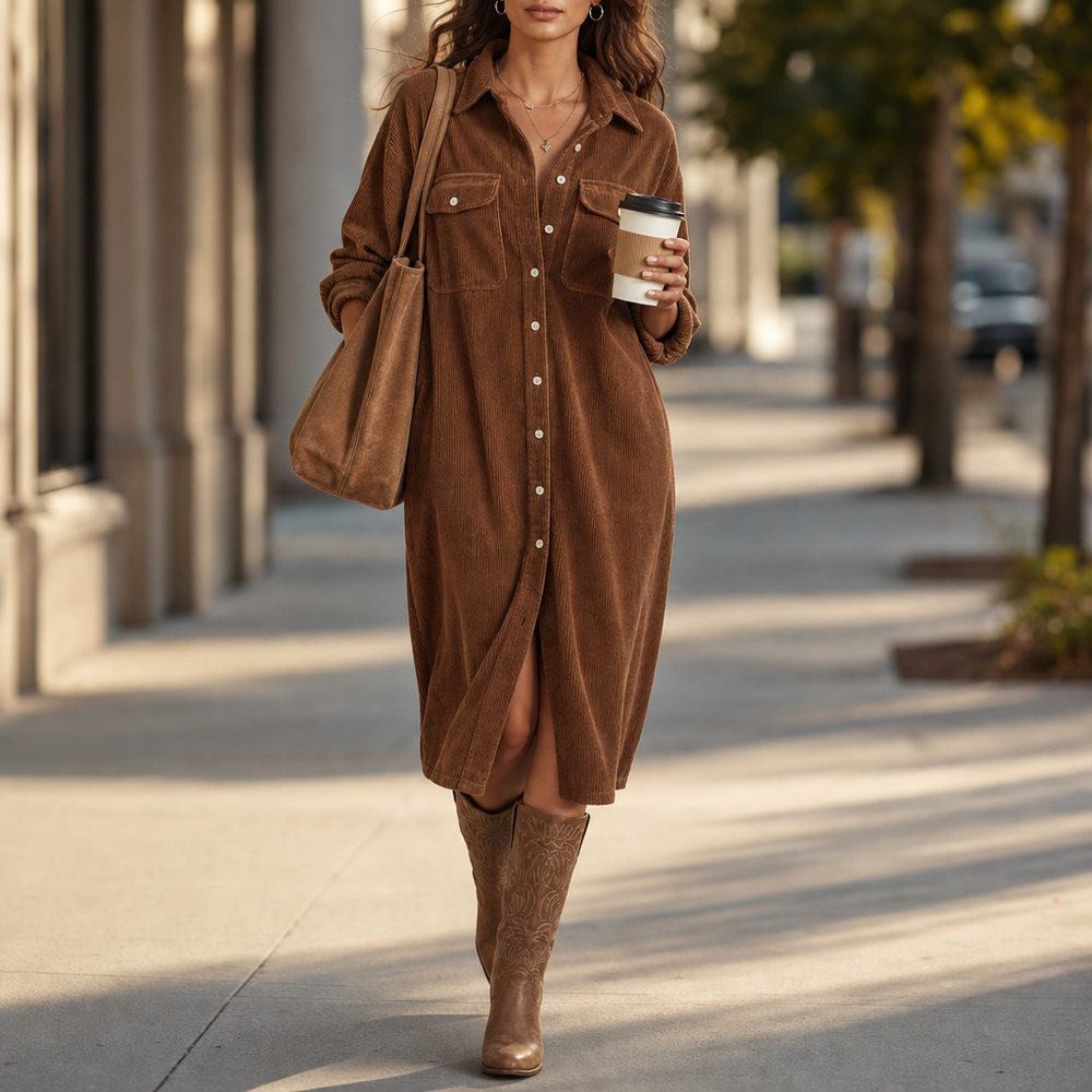 Marte corduroy shirt dress – image 2