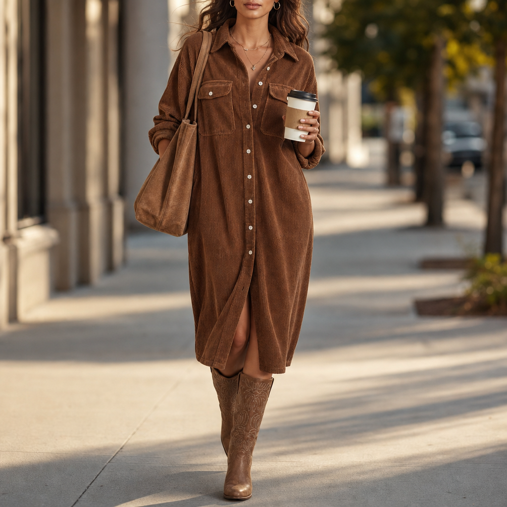 Marte corduroy shirt dress – image 2