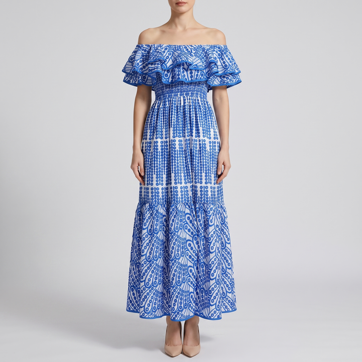 Odile Ruffle Cutout Maxi Dress
