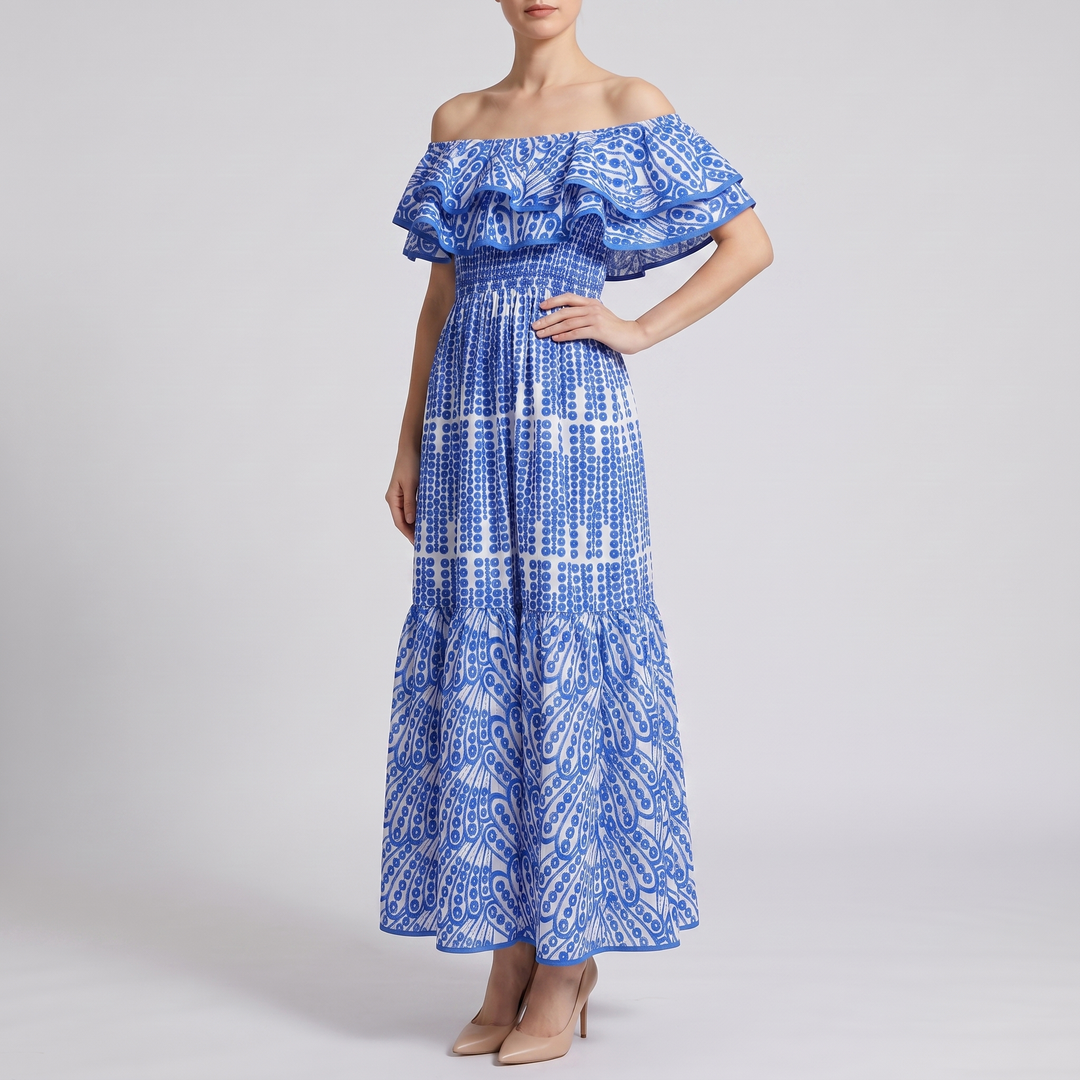 Odile Ruffle Cutout Maxi Dress