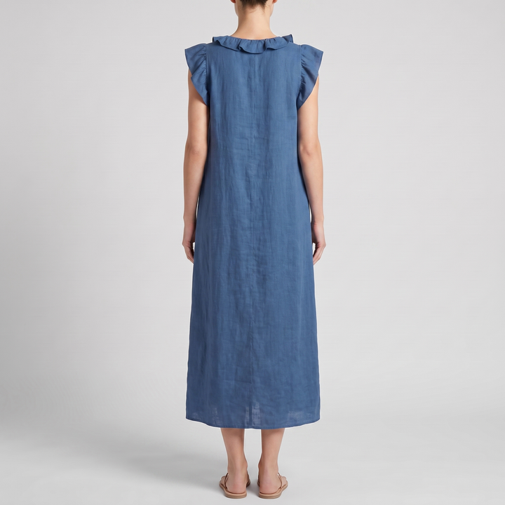 Delphine Ruffle V-Neck Midi Dress