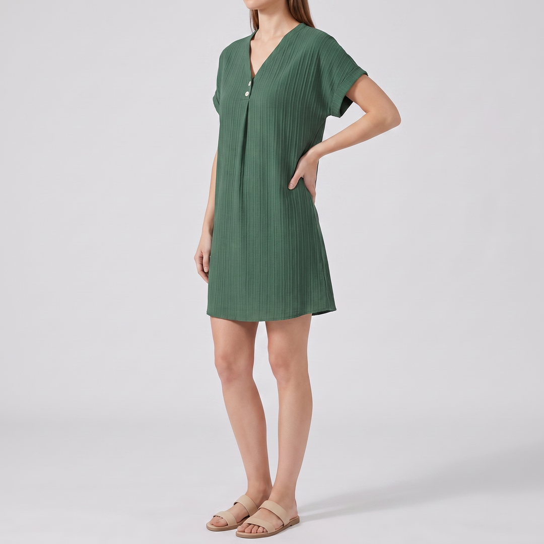 Thea Button-Front Midi Dress
