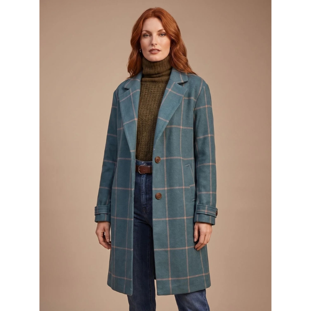 Ikra dark green checked winter coat