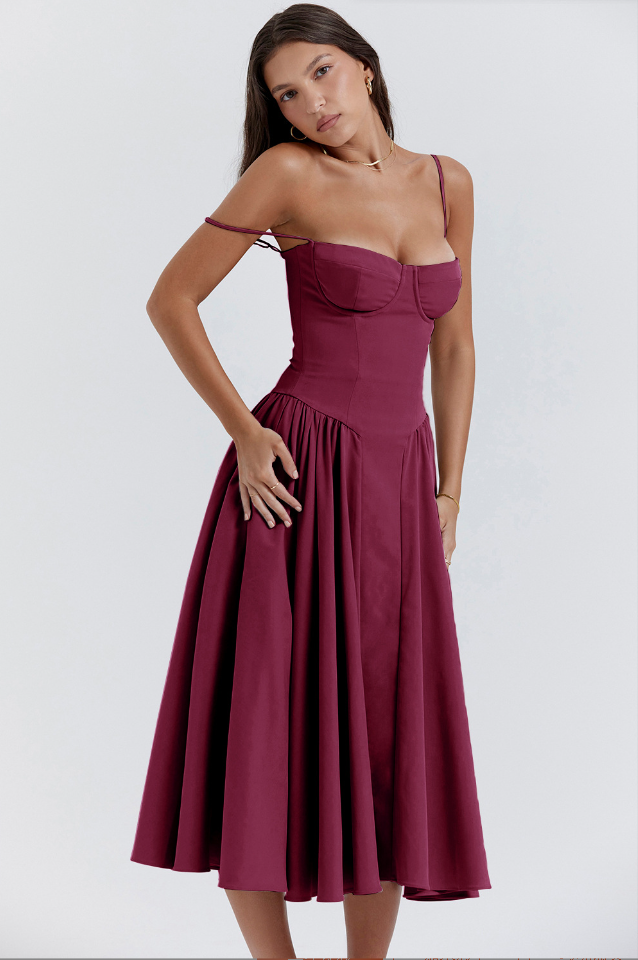 Lisette strapless corset midi dress