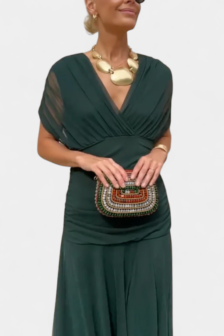 Evangeline Elegant Flowing V Neck Maxi Dress - image 15