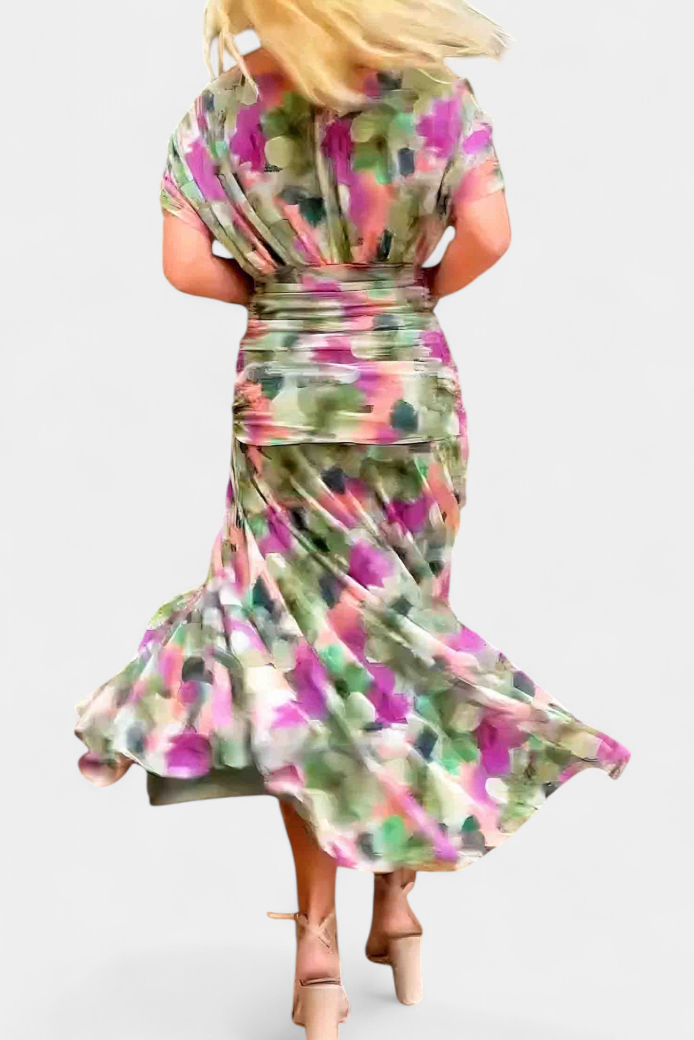 Evangeline Elegant Flowing V Neck Maxi Dress - image 12