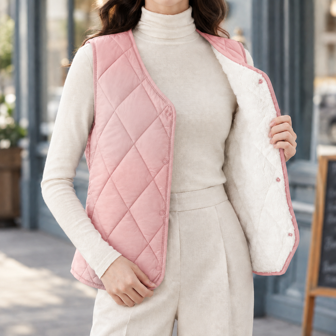 Ambrosia diamond quilted gilet with plush lining – image 2