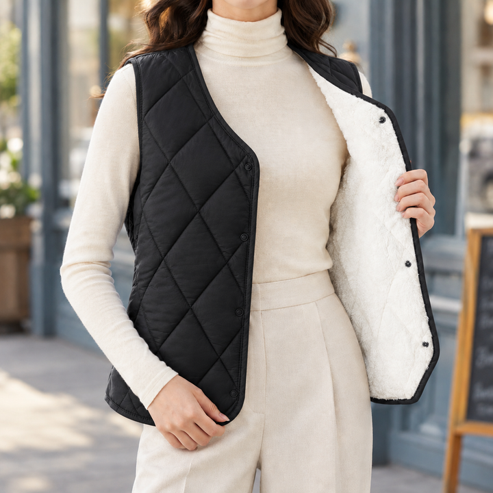 Ambrosia diamond quilted gilet with plush lining – image 3
