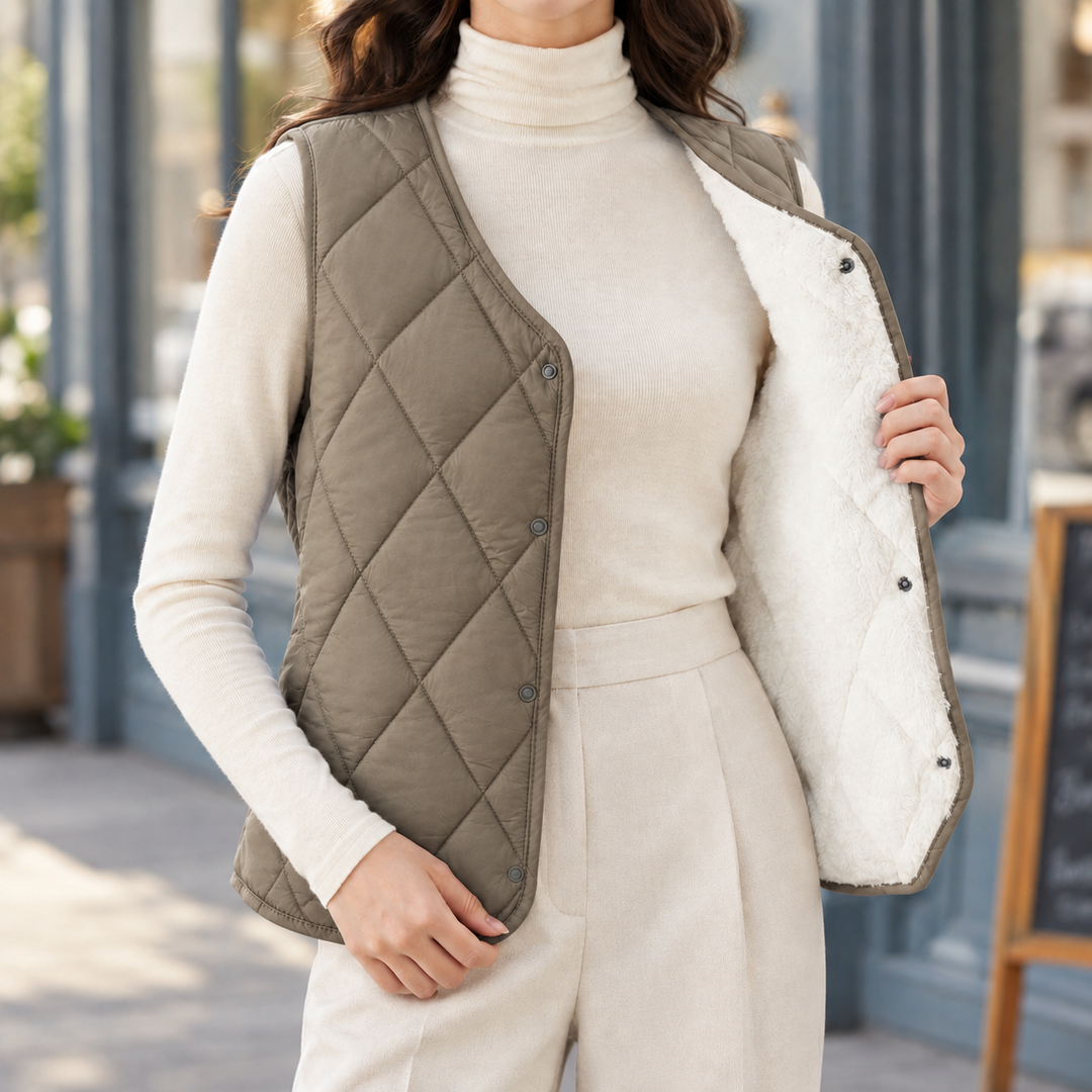 Ambrosia diamond quilted gilet with plush lining – image 5
