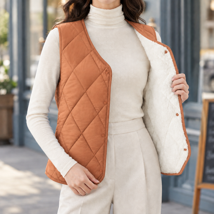 Ambrosia diamond quilted gilet with plush lining – image 6