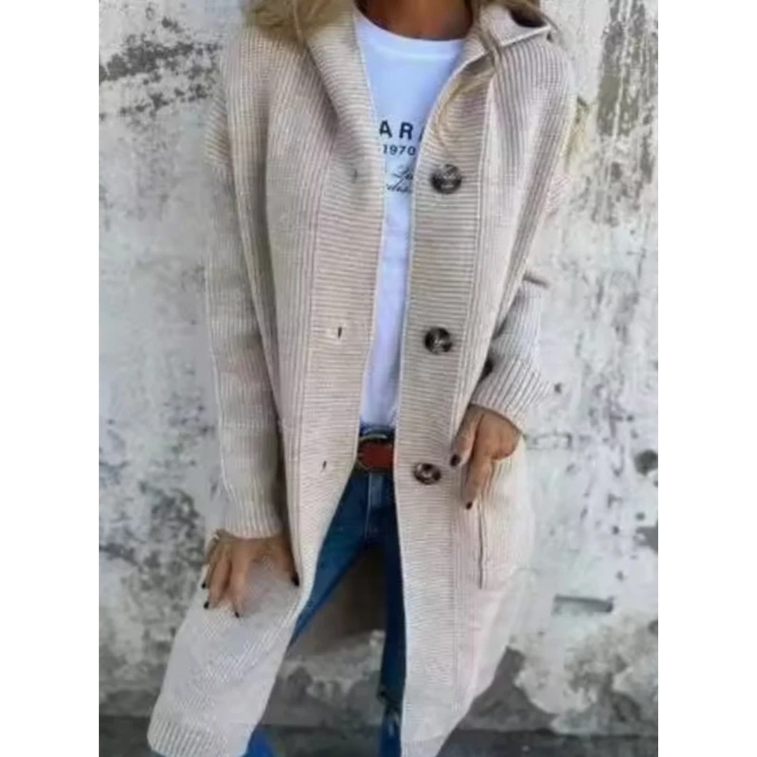 Josefine longline hooded cardigan with buttons