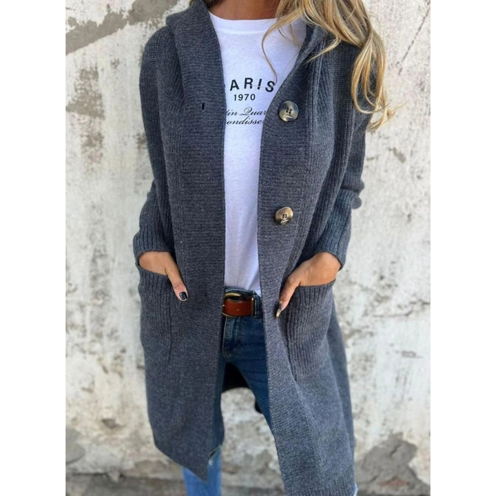 Josefine longline hooded cardigan in grey