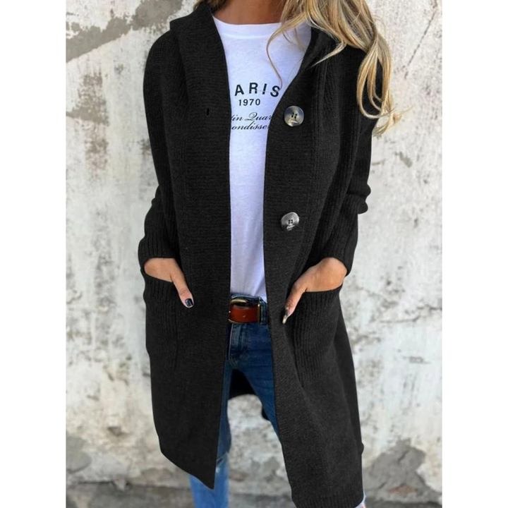 Josefine longline hooded cardigan in black