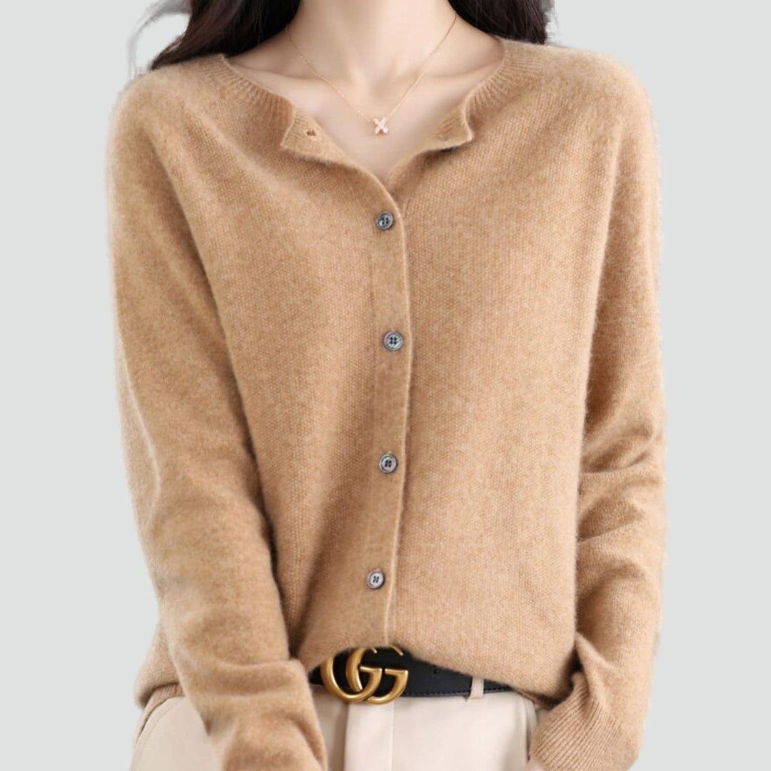 Liv merino wool cardigan in light brown