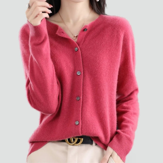 Liv merino wool cardigan in dark pink