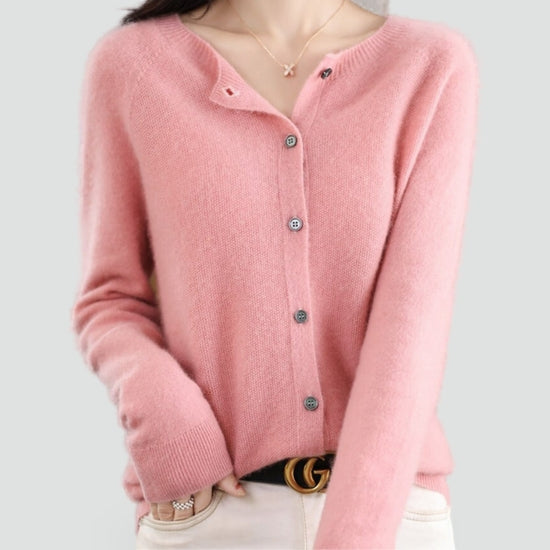 Liv merino wool cardigan in light pink