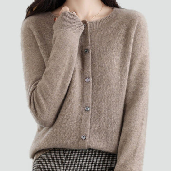 Liv merino wool cardigan in brown