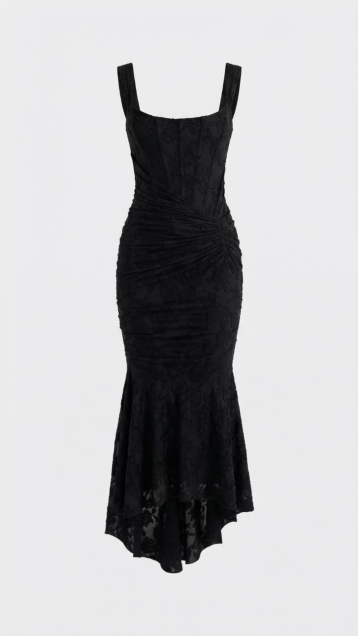 Eleanora corset bodice high low midi dress – image 11
