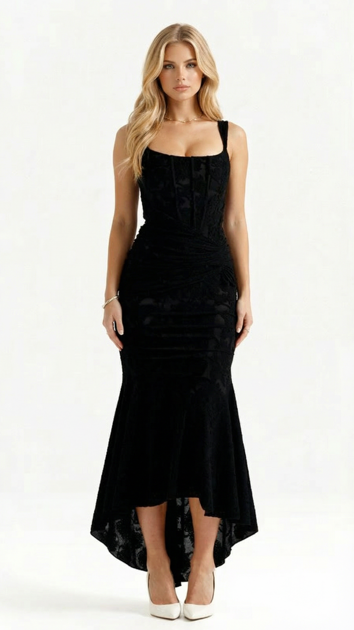 Eleanora corset bodice high low midi dress – image 3