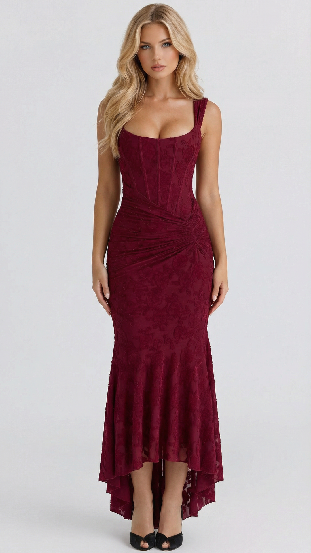 Eleanora corset bodice high low midi dress – image 5