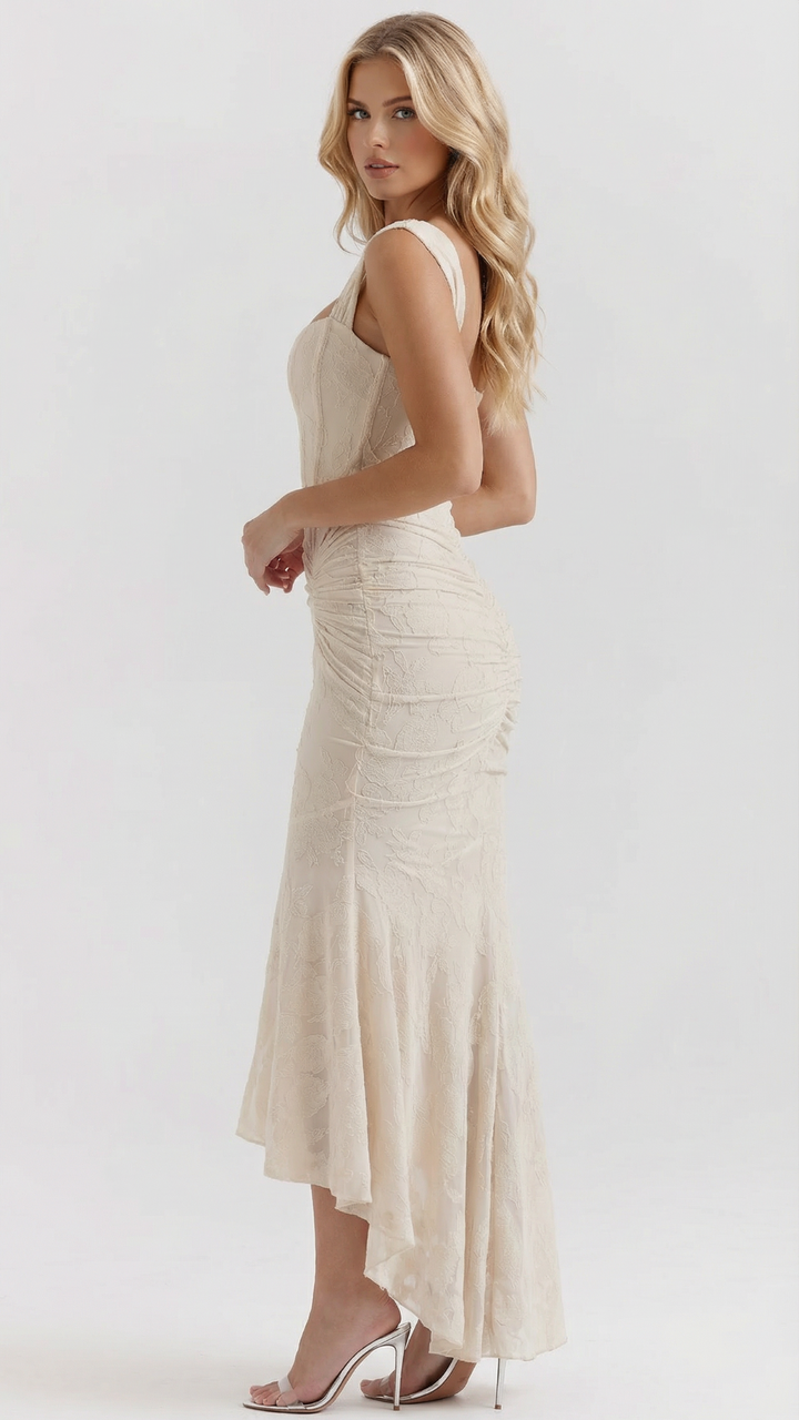 Eleanora corset bodice high low midi dress – image 6