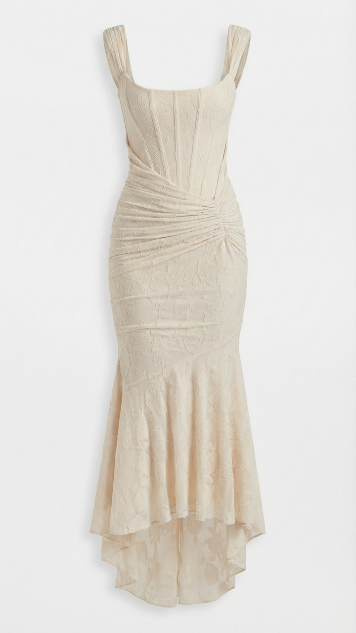 Eleanora corset bodice high low midi dress – image 7