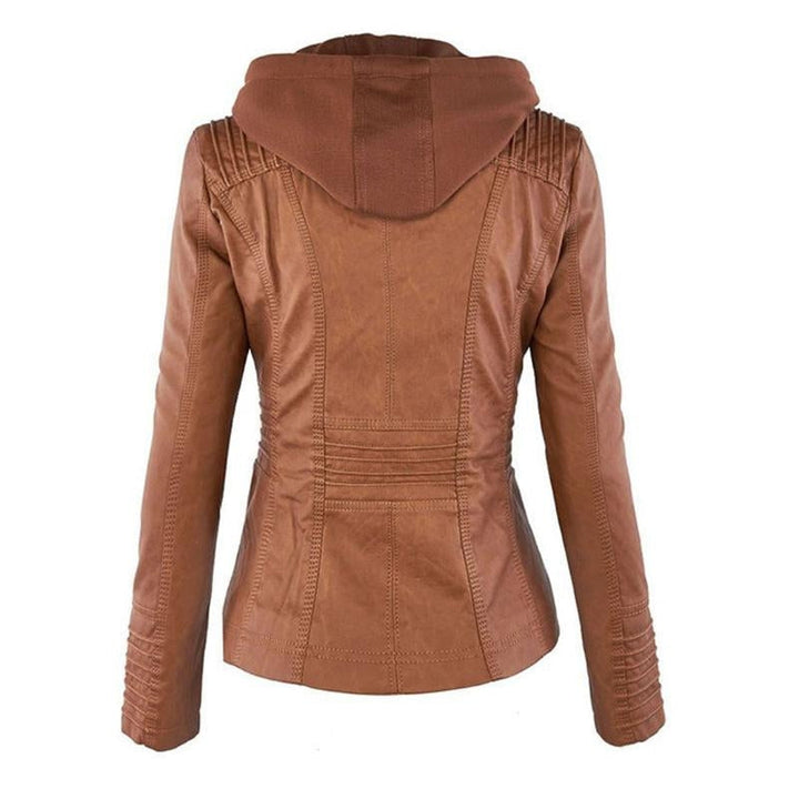 Odessa hooded faux leather jacket, side view