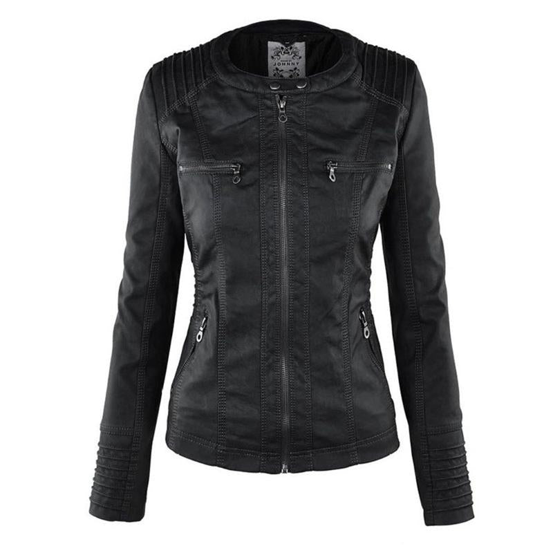 Odessa hooded faux leather jacket, detail