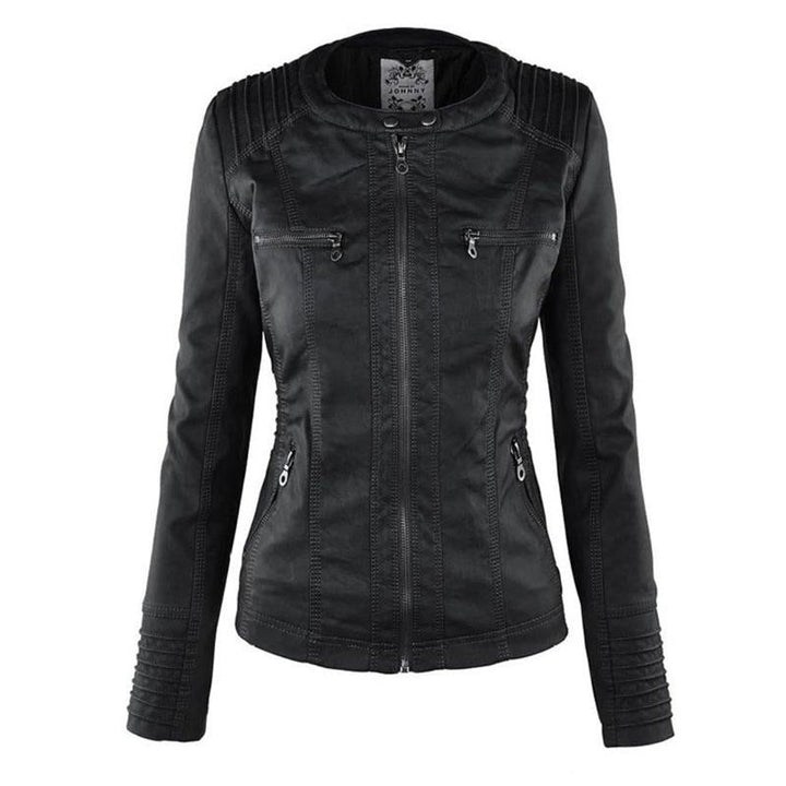 Odessa hooded faux leather jacket, detail