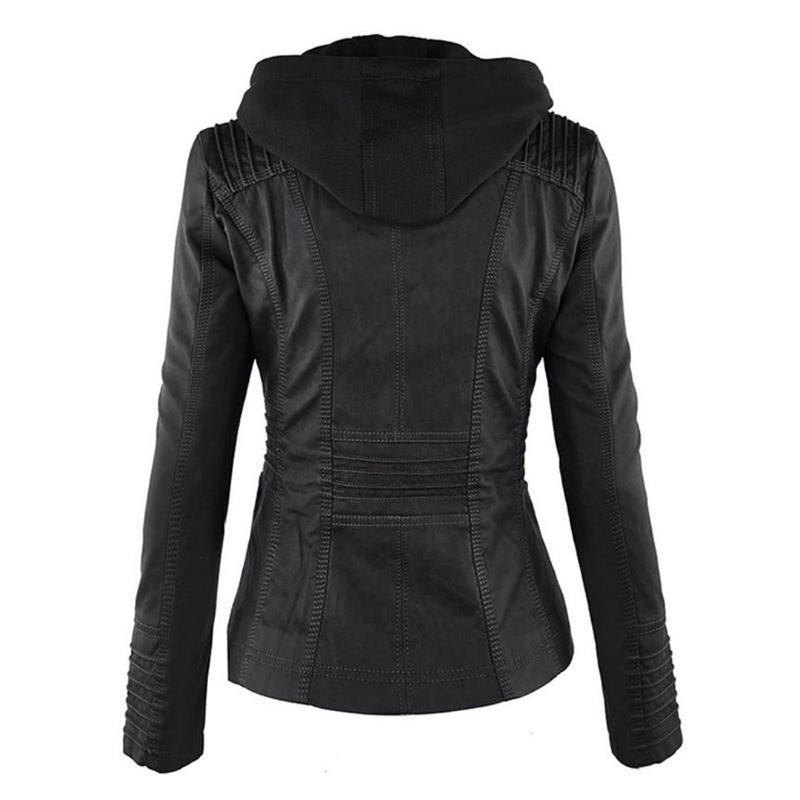 Odessa hooded faux leather jacket, full length