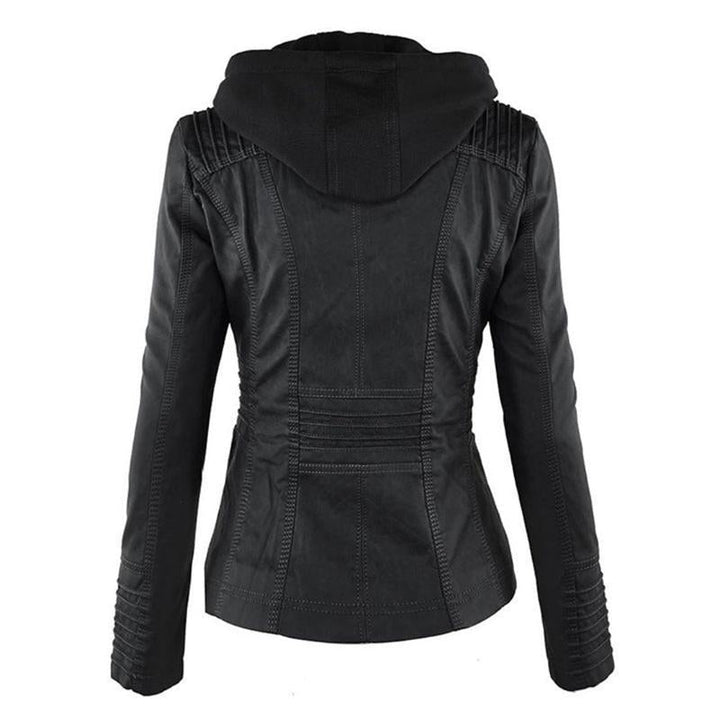 Odessa hooded faux leather jacket, full length