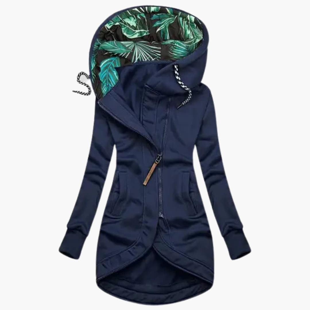 Sabine longline hooded jacket with asymmetric zip