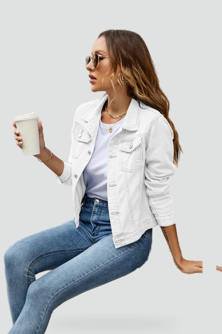 Delia classic denim jacket in red