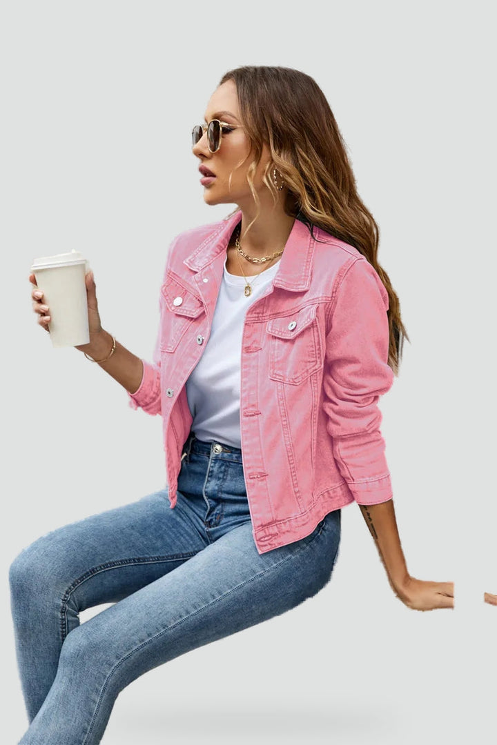Delia classic denim jacket in white