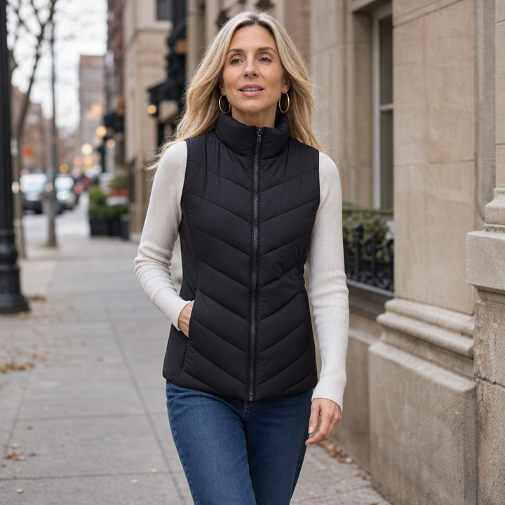 Rhoswen stand collar quilted gilet – image 3