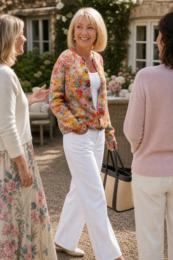 Alys Elegant Painterly Floral Open Front Cardigan - image 2
