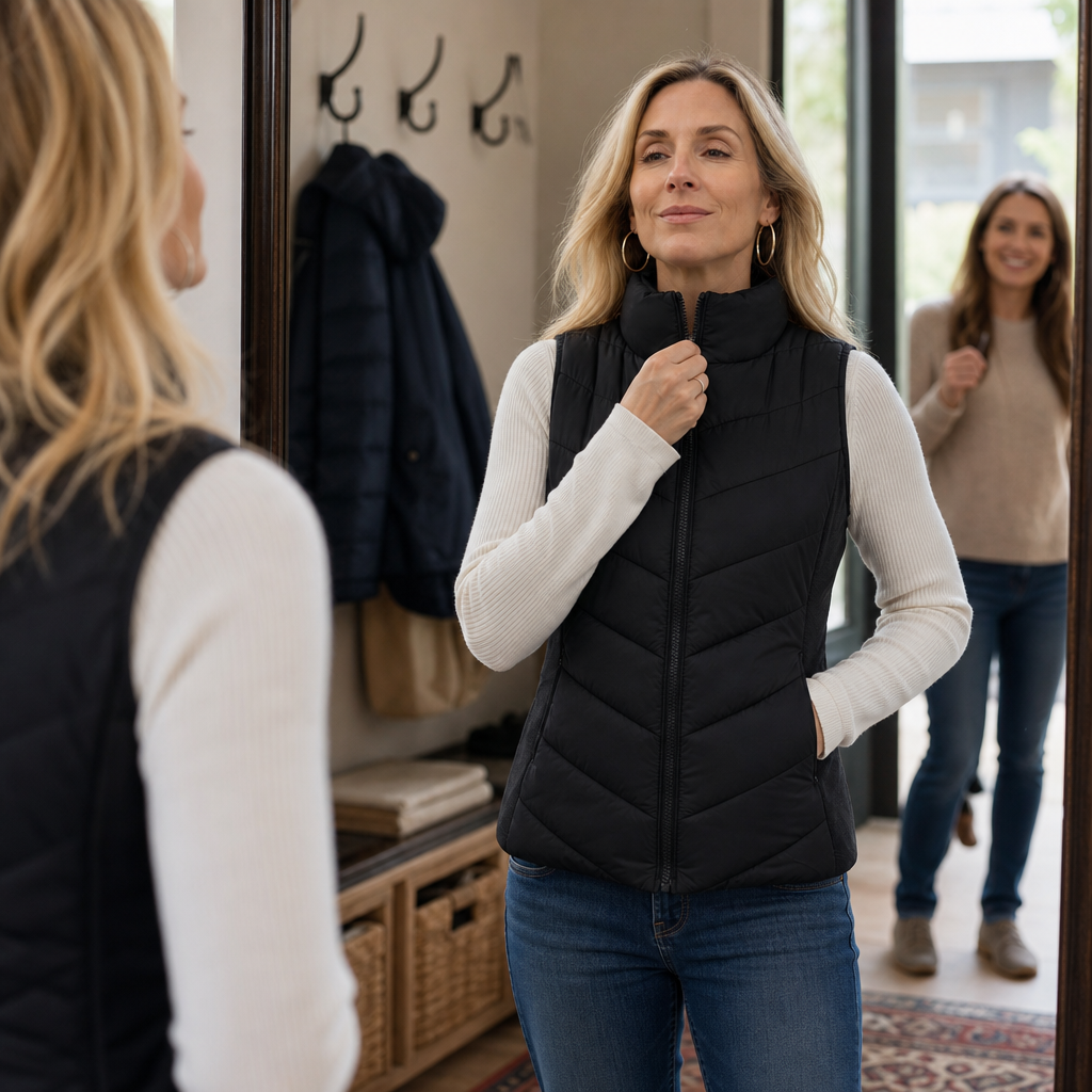 Rhoswen stand collar quilted gilet – image 4
