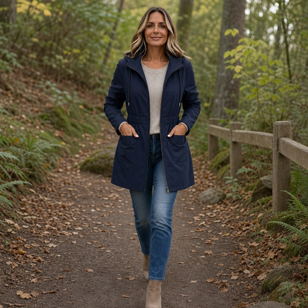 Nienke hooded rain jacket with drawstring waist – image 5