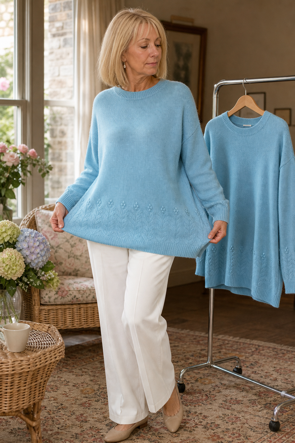 Caroline Elegant Cable Knit Crew Neck Jumper - image 4