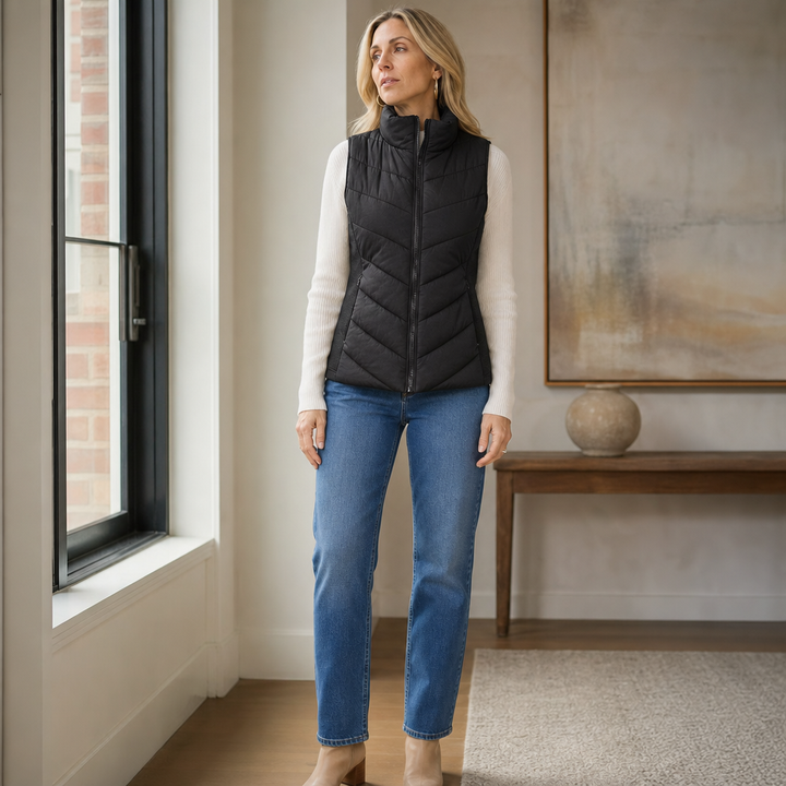 Rhoswen stand collar quilted gilet – image 5