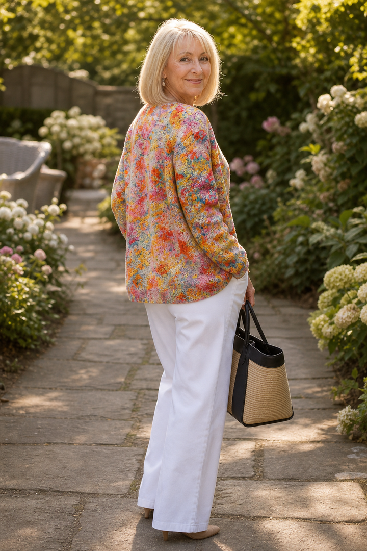 Alys Elegant Painterly Floral Open Front Cardigan - image 3