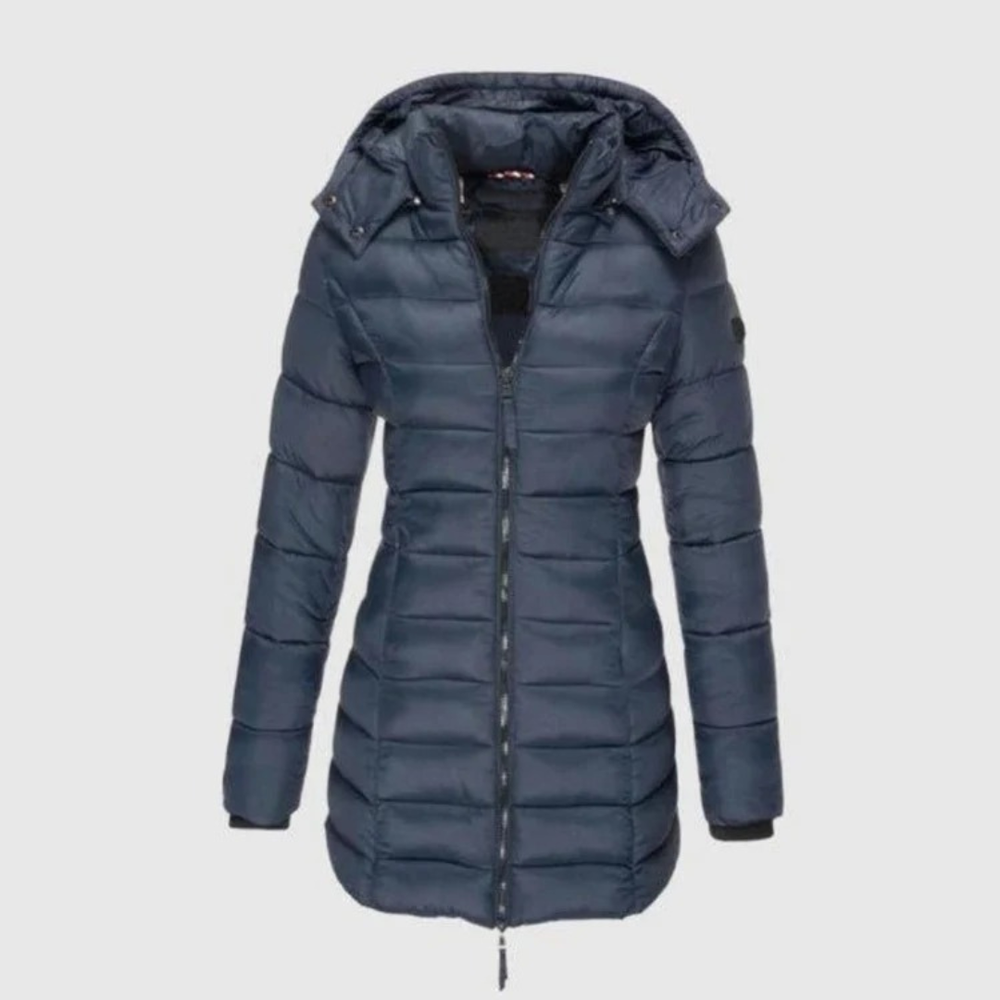 Manuela hooded quilted jacket in blue