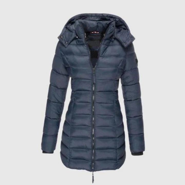 Manuela hooded quilted jacket in blue