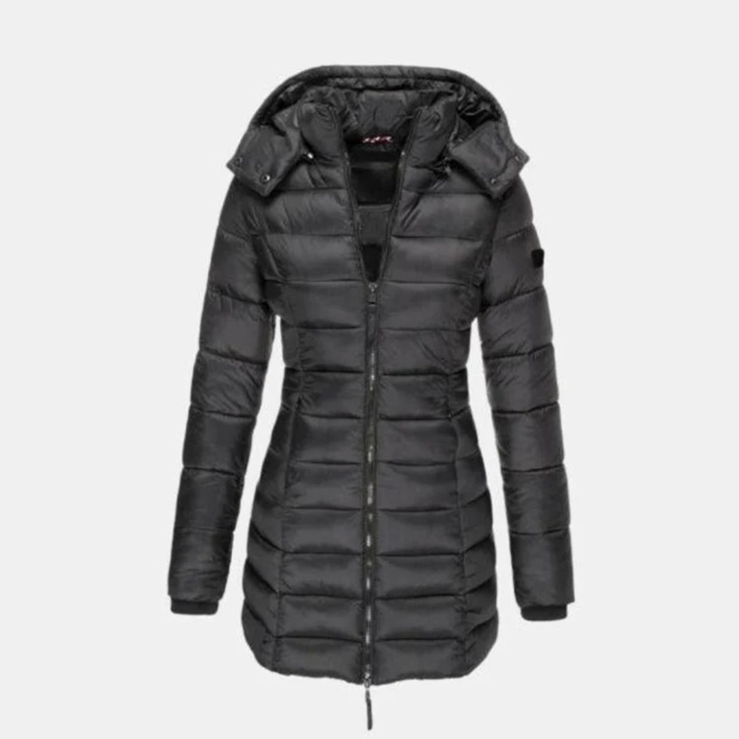 Manuela hooded quilted jacket in black