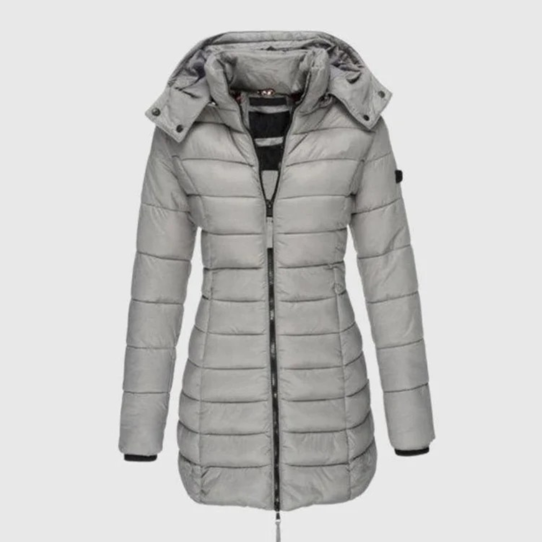 Manuela hooded quilted jacket in grey